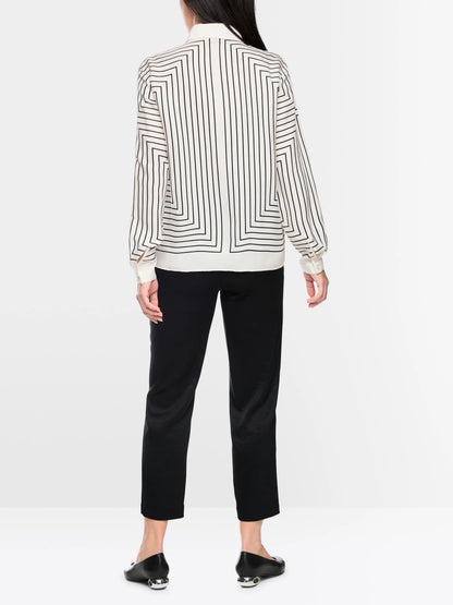 Marc Cain White And Black Women Geometric Blouse in a Silk Blend SKU: BC 51.12 W18_190 Image 02