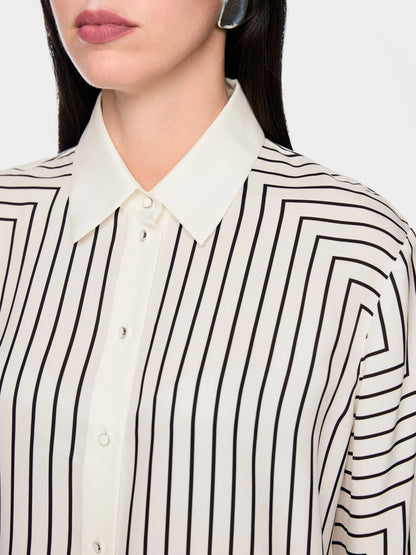 Marc Cain White And Black Women Geometric Blouse in a Silk Blend SKU: BC 51.12 W18_190 Image 03