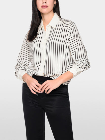 Marc Cain White And Black Women Geometric Blouse in a Silk Blend SKU: BC 51.12 W18_190 Image 05