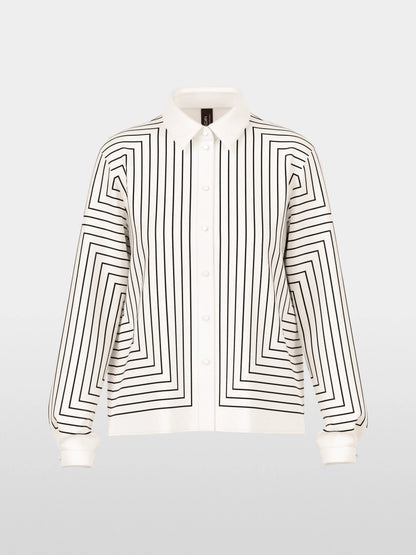 Marc Cain White And Black Women Geometric Blouse in a Silk Blend SKU: BC 51.12 W18_190 Image 07