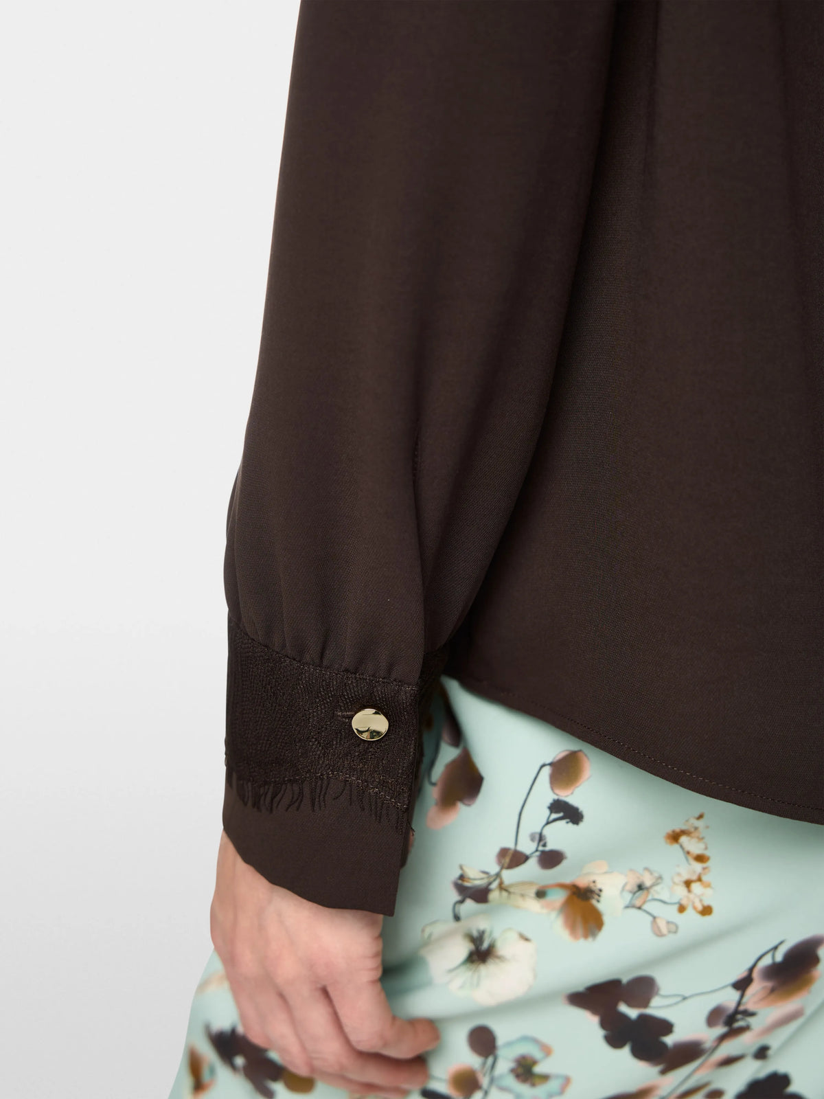 Marc Cain Seal Brown Women Elegant Blouse with Lace SKU: BC 51.22 W90_697 Image 04