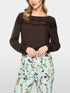 Marc Cain Seal Brown Women Elegant Blouse with Lace SKU: BC 51.22 W90_697 Image 05