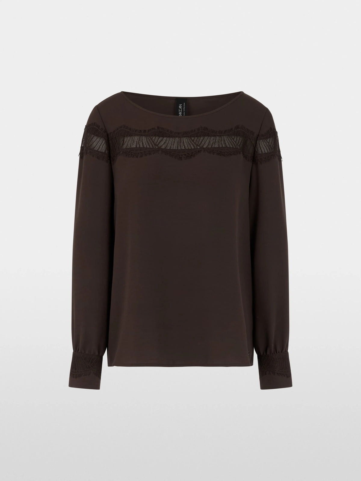 Marc Cain Seal Brown Women Elegant Blouse with Lace SKU: BC 51.22 W90_697 Image 06