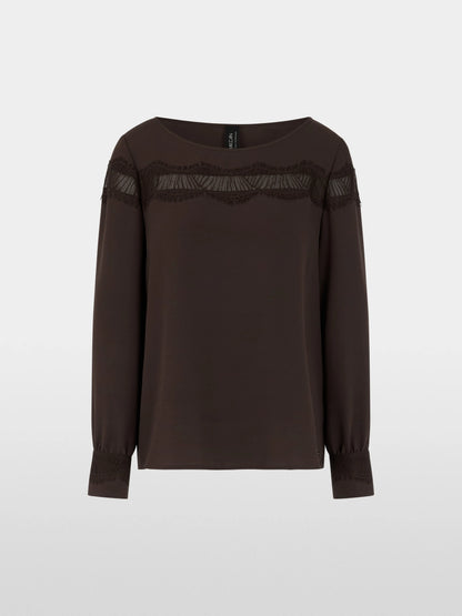 Marc Cain Seal Brown Women Elegant Blouse with Lace SKU: BC 51.22 W90_697 Image 06