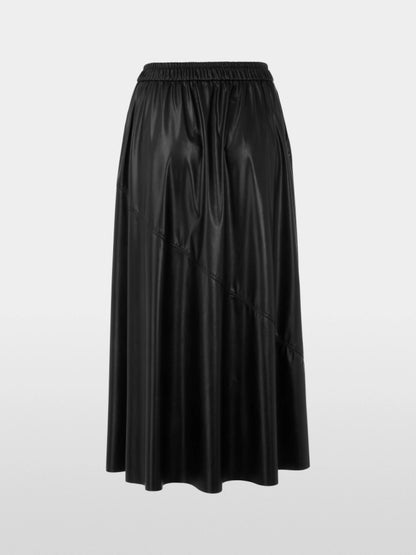 Marc Cain Black New Women Leather-Look Midi Skirt SKU: BC 71.10 J20_900 Image 07