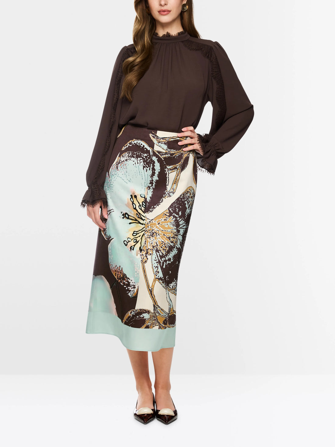 Marc Cain Silt Green Women Calf-Length Printed Skirt SKU: BC 71.11 W53_505 Image 01