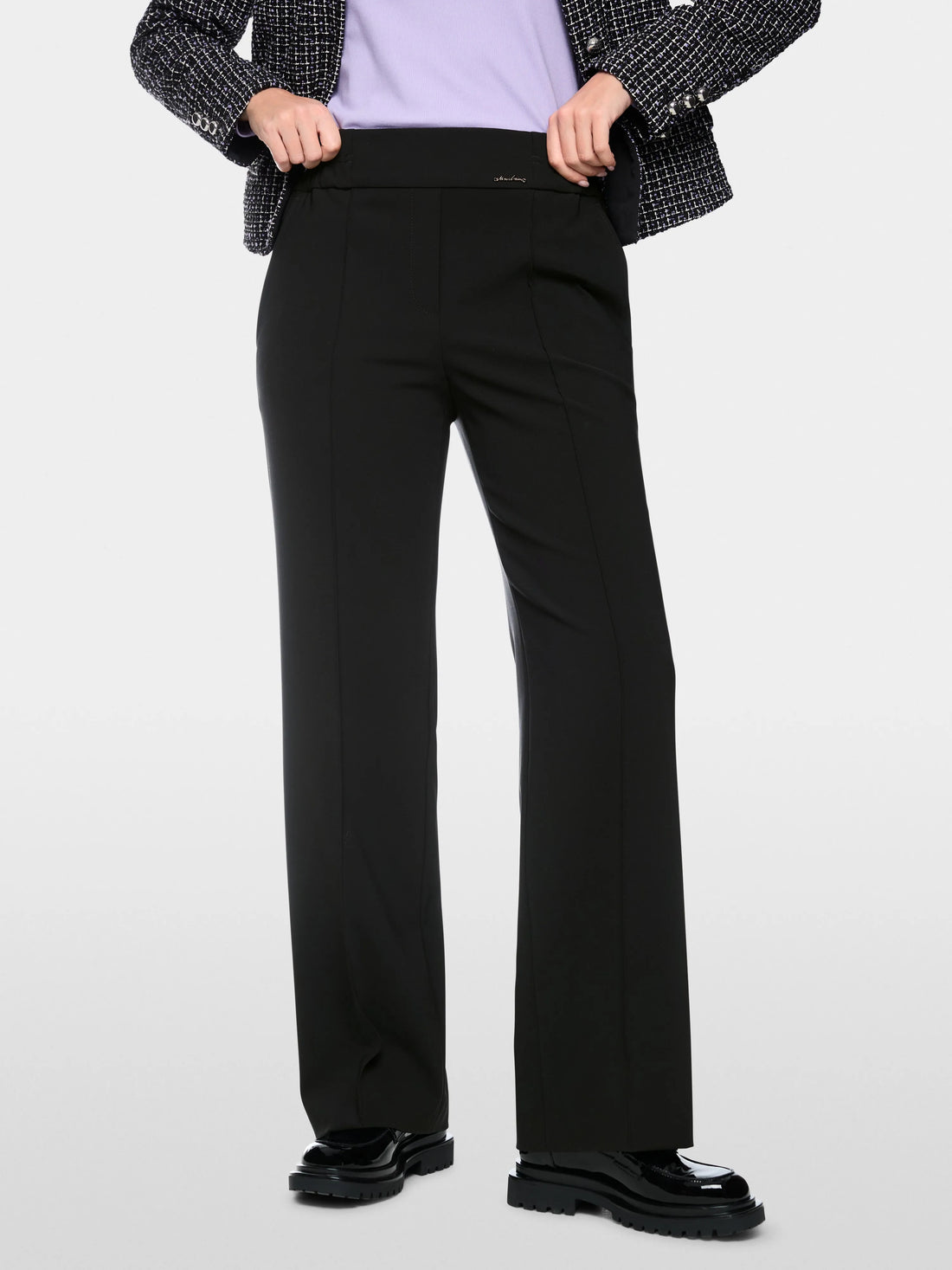 Marc Cain Black New Women WASHINGTON Wide Fit Pull-On Trousers SKU: BC 81.19 W16_900 Image 05