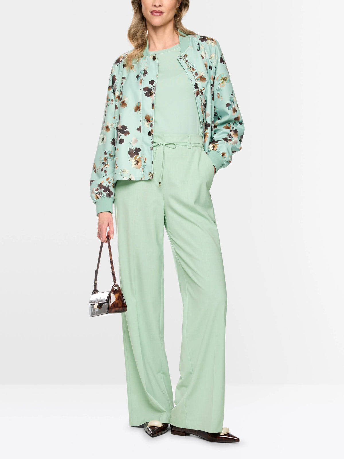 Marc Cain Silt Green Women WARRI Wide Fit Trousers SKU: BC 81.41 W52_505 Image 01