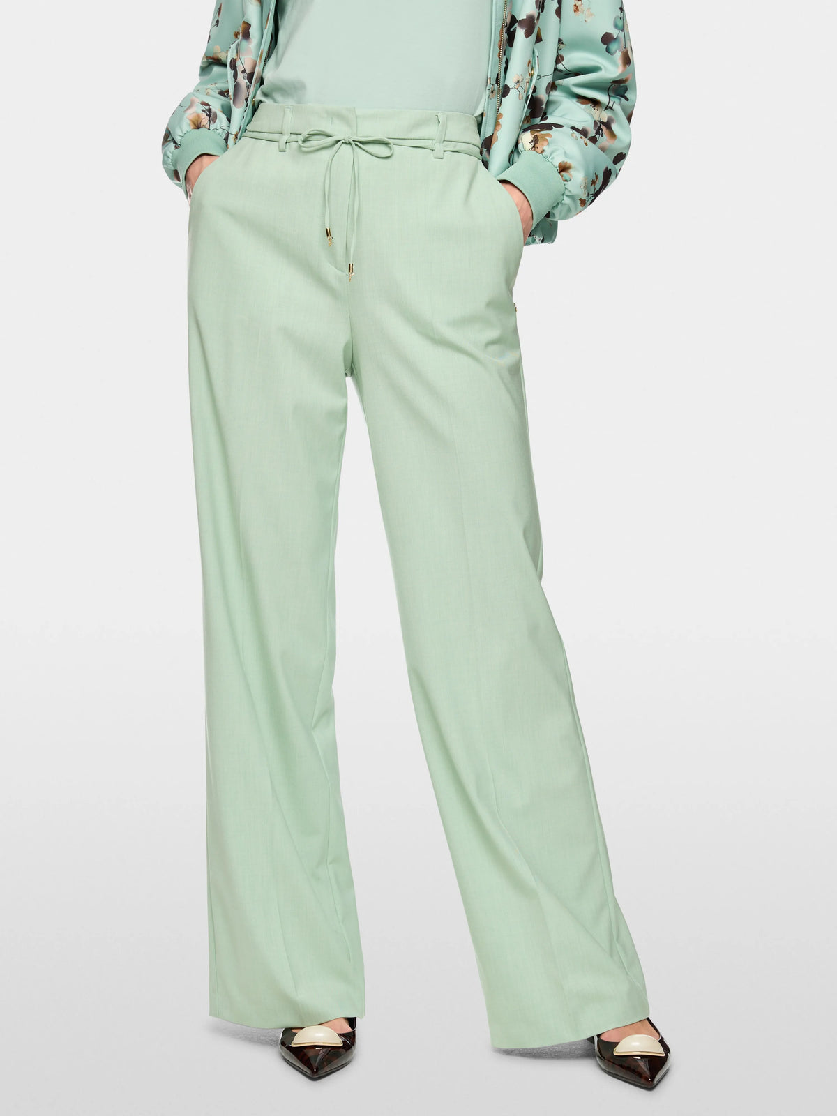 Marc Cain Silt Green Women WARRI Wide Fit Trousers SKU: BC 81.41 W52_505 Image 06