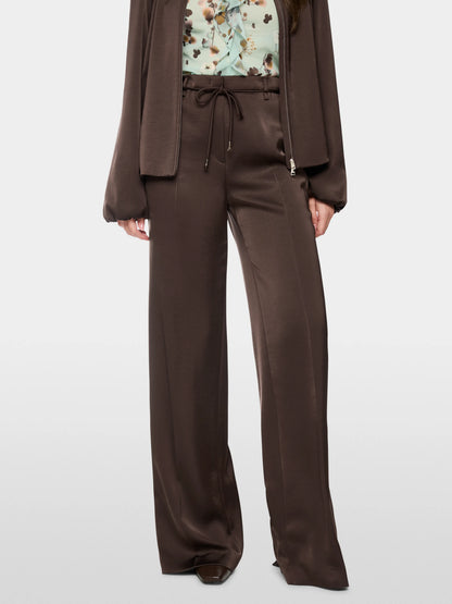 Marc Cain Seal Brown Women WARRI Shiny Fabric Trousers SKU: BC 81.41 W60_697 Image 05