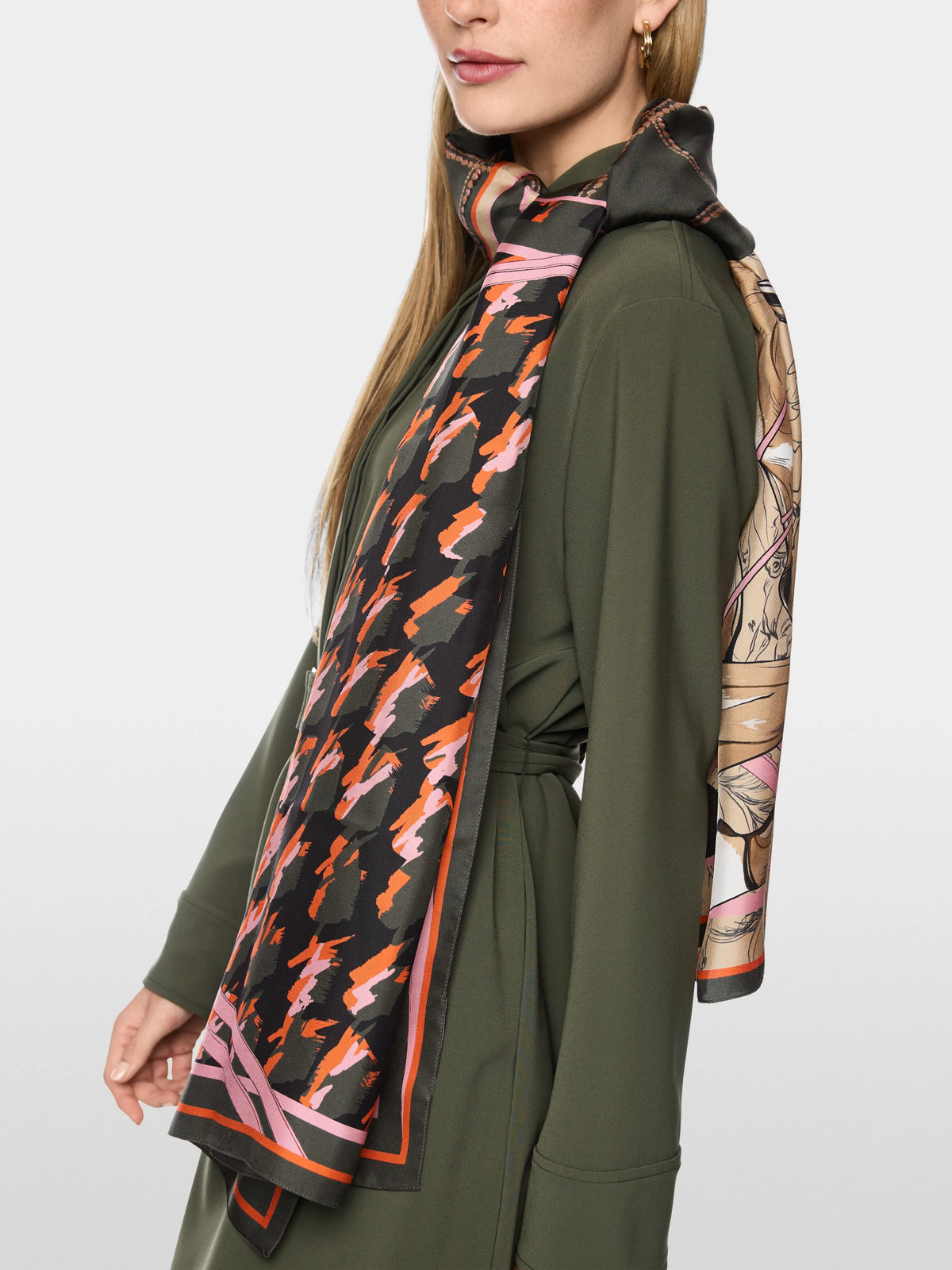 Marc Cain Forest Night New Women Silk Scarf with Mixed Print SKU: BC B4.15 Z60_599 Image 03