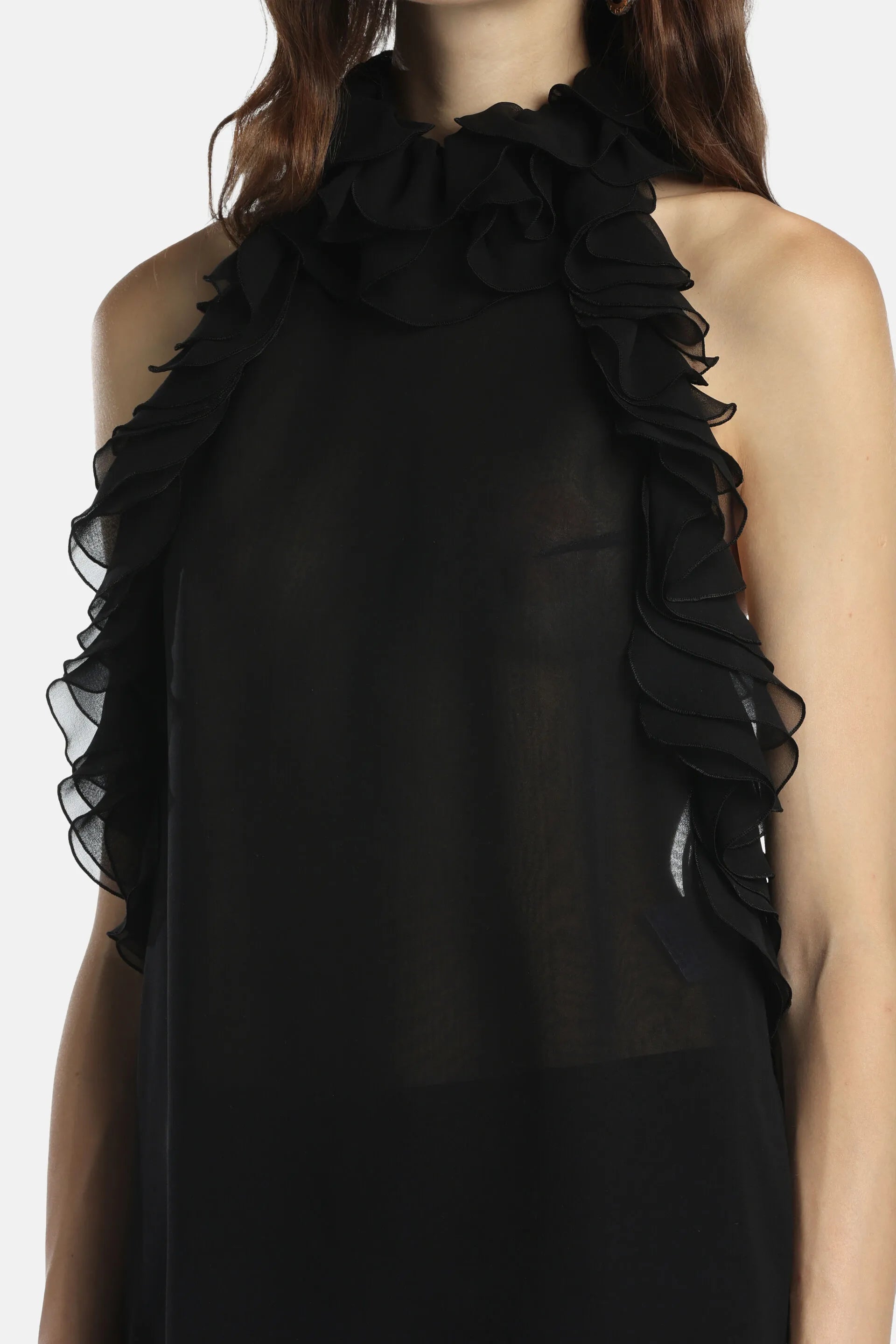 Luisa Spagnoli Nero Women Benestare - Ruffled Top - Fashion Show SKU: BENESTARE_0101 Image 05