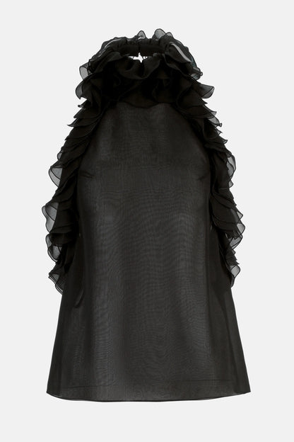 Luisa Spagnoli Nero Women Benestare - Ruffled Top - Fashion Show SKU: BENESTARE_0101 Image 06