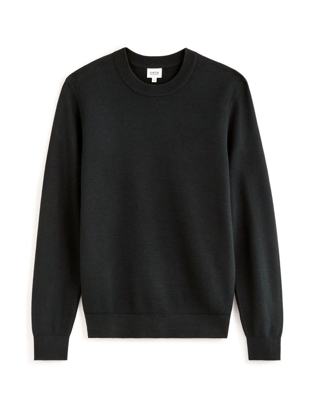 Cotton Crew Neck Sweater - Black_01