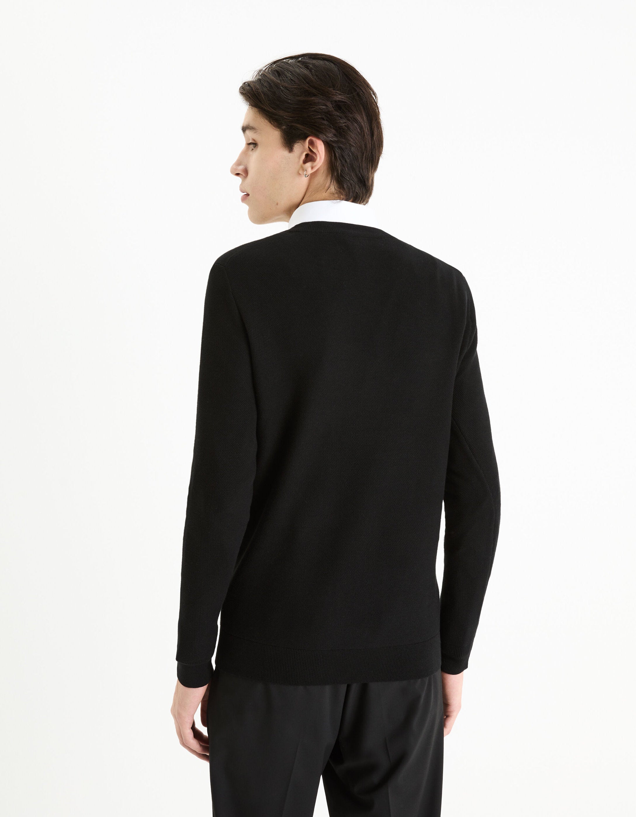 Cotton Crew Neck Sweater - Black_04