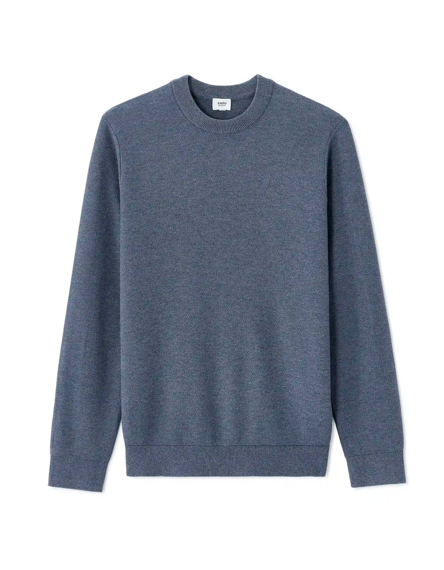 Celio_Blue Storm_100% Organic Cotton Crew Neck Sweater_BEPIC_BLUE STORM_07