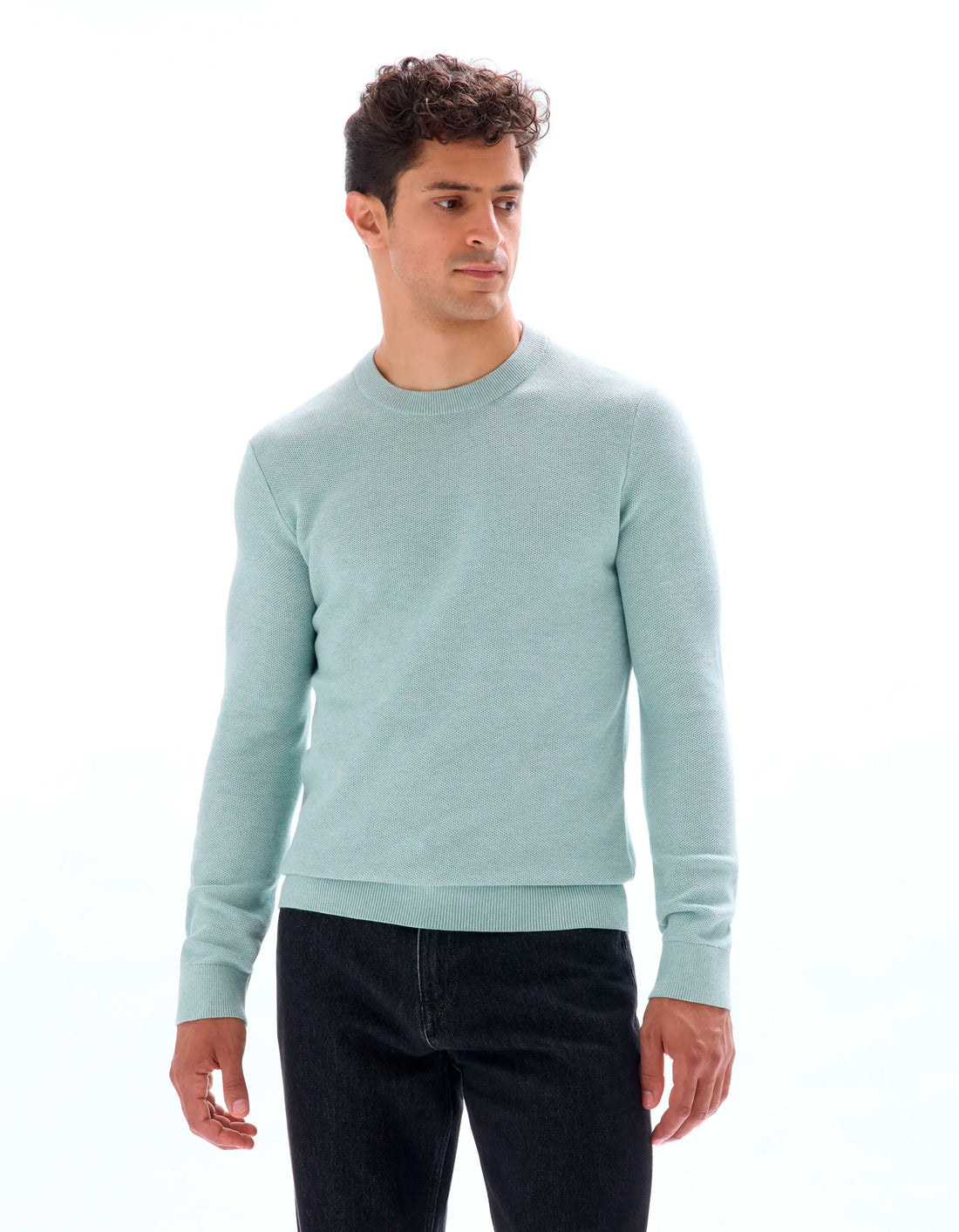 Celio_Celadon_Round Neck Sweater 100% Cotton_BEPIC_CELADON_01