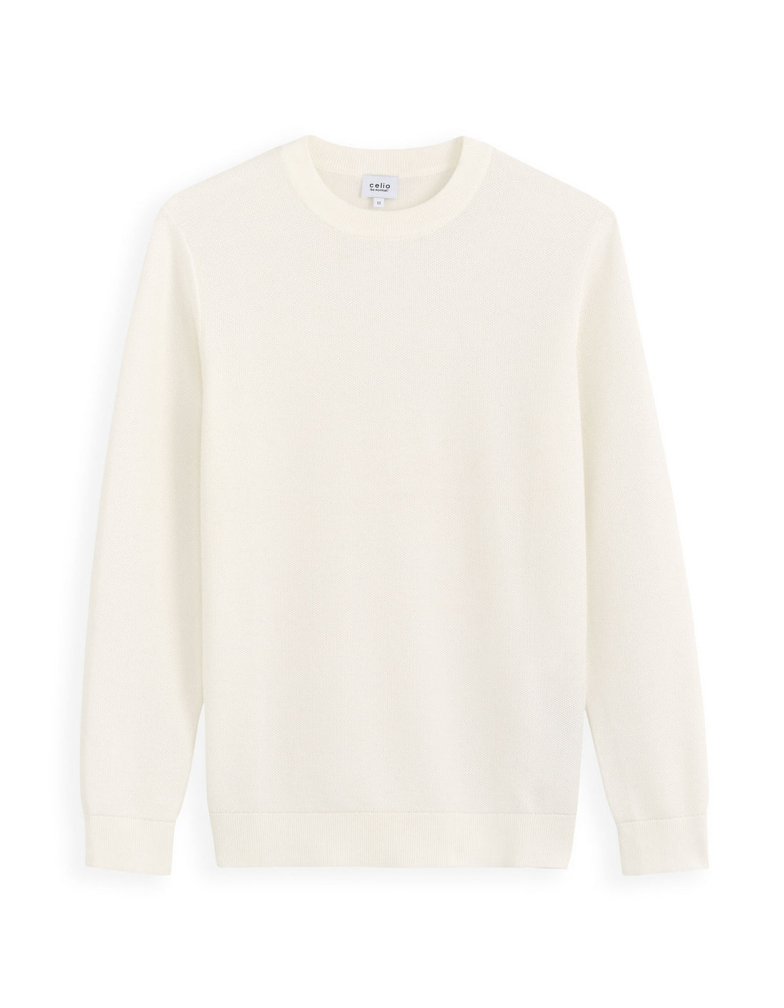 Cotton Crew Neck Sweater - Ecru_01