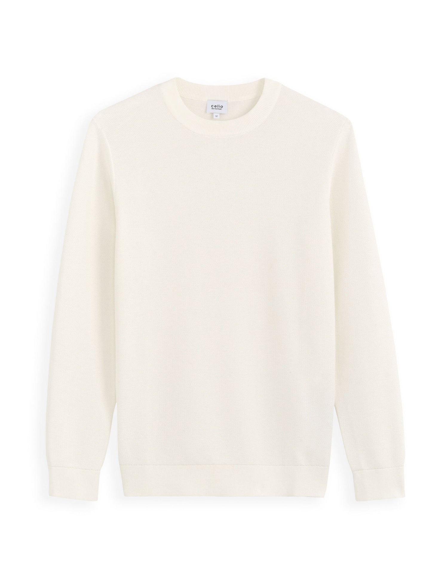 Cotton Crew Neck Sweater - Ecru_01