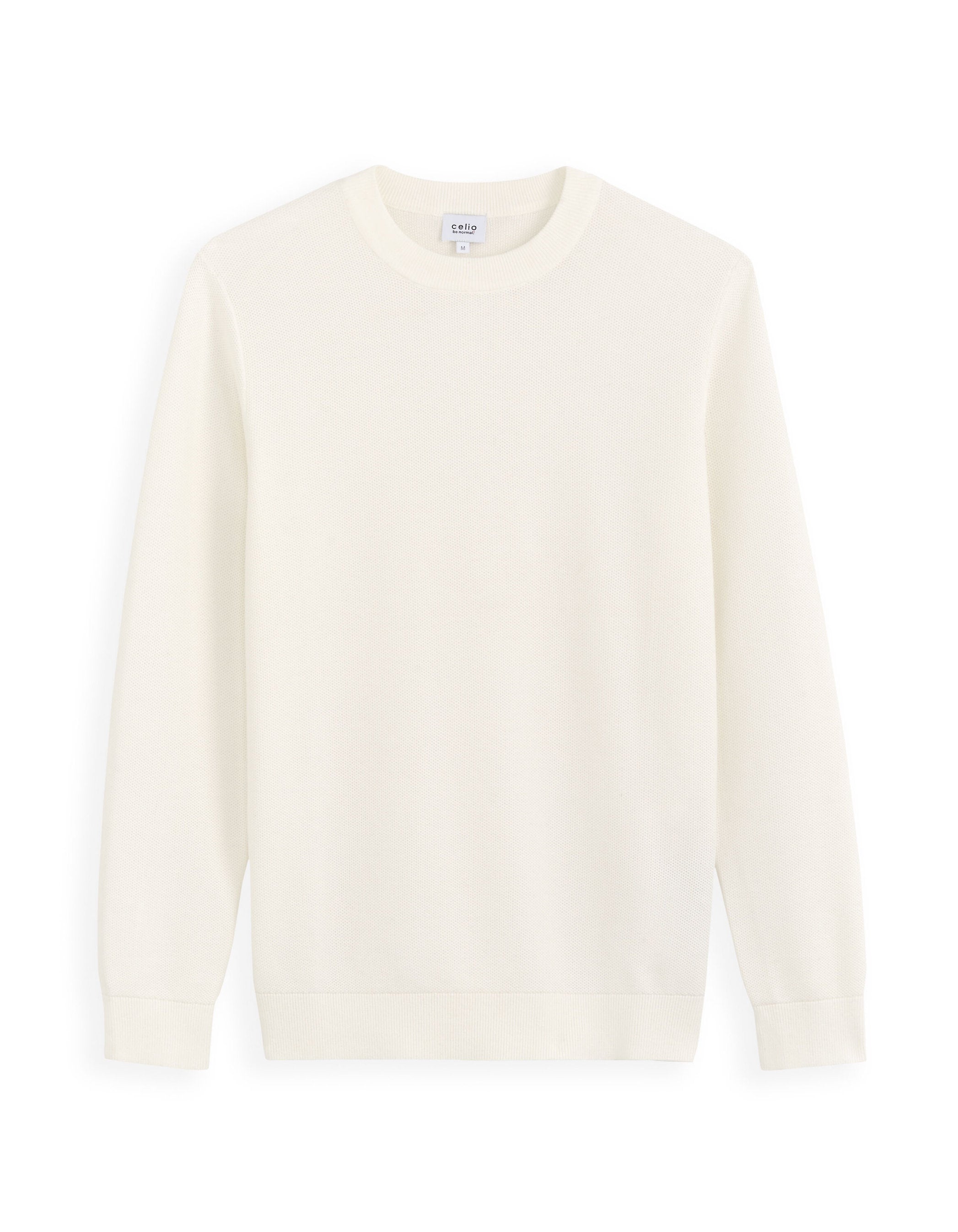 Cotton Crew Neck Sweater - Ecru_01