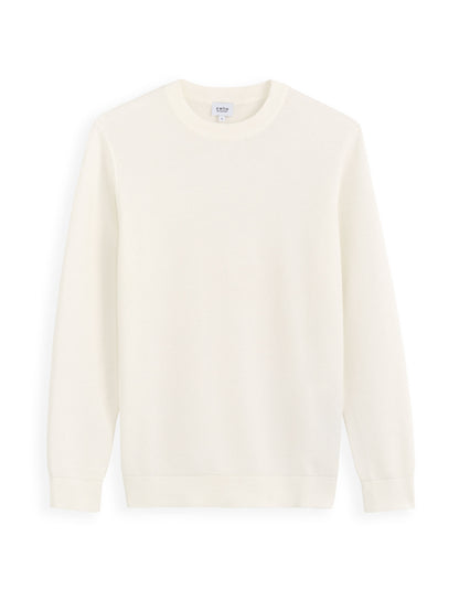 Cotton Crew Neck Sweater - Ecru_01