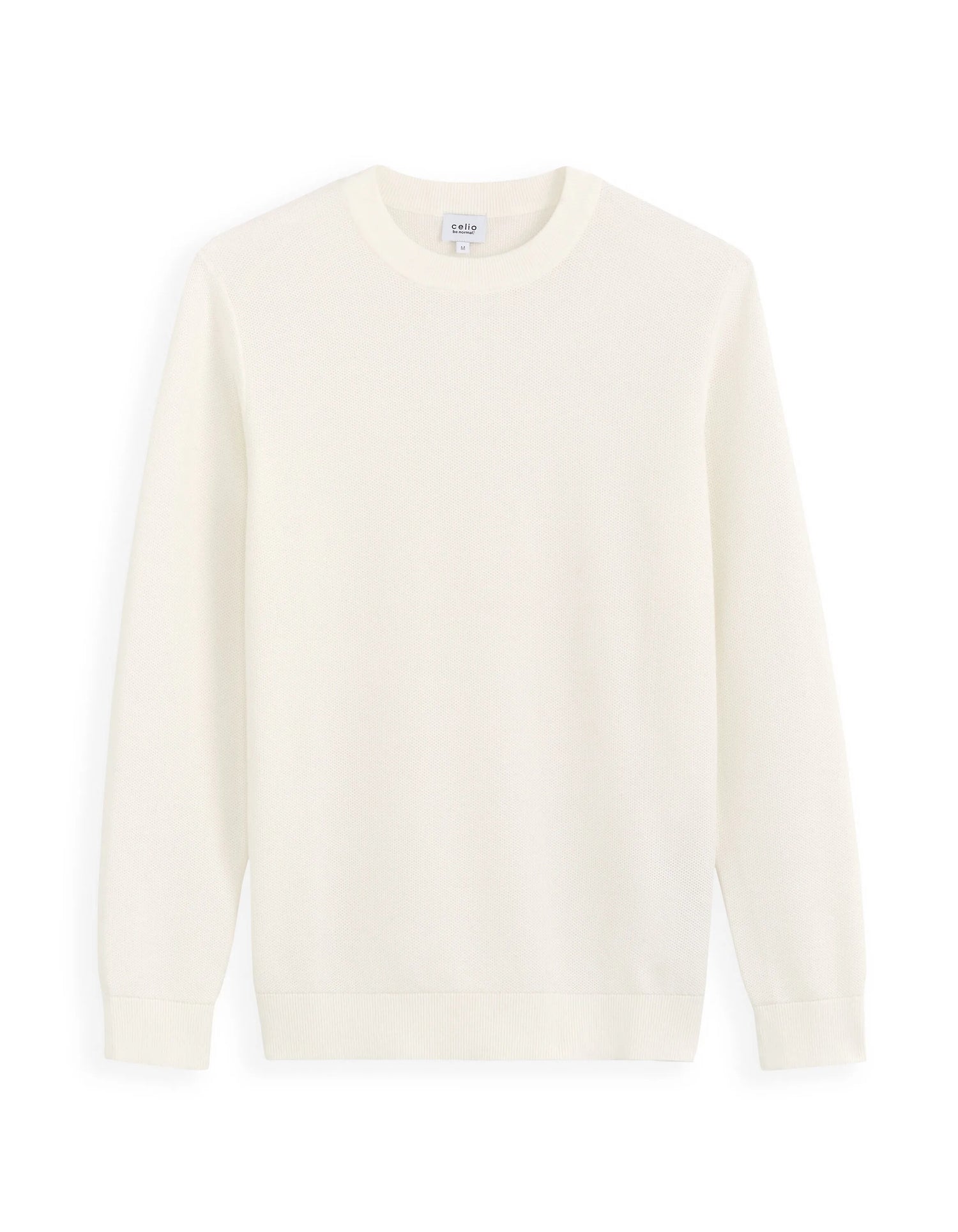 Celio_Ecru_100% Cotton Round Neck Sweater_BEPIC_ECRU_03