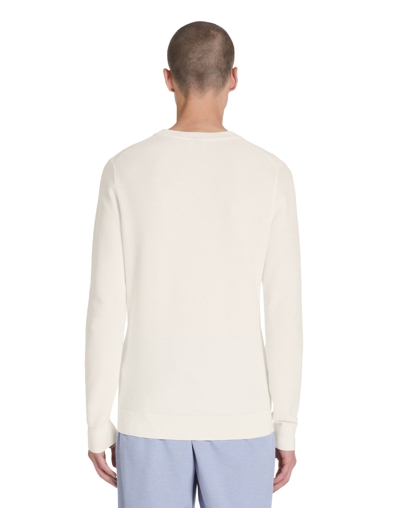 Cotton Crew Neck Sweater - Ecru_04