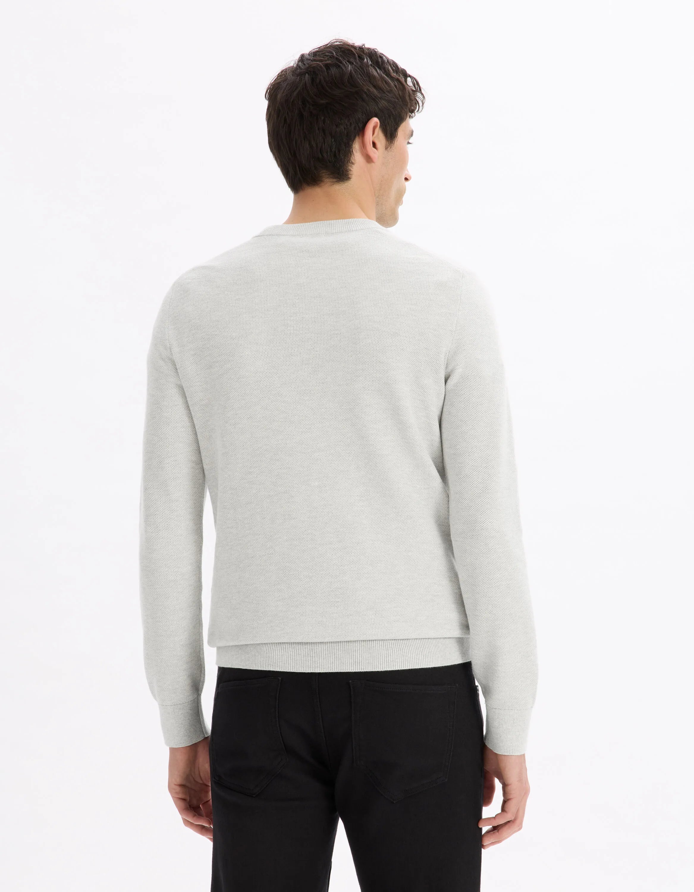 Celio_Grey Mel_100% Cotton Crew Neck Sweater_BEPIC_GREY MEL_03