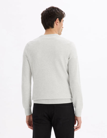 Celio_Grey Mel_100% Cotton Crew Neck Sweater_BEPIC_GREY MEL_03