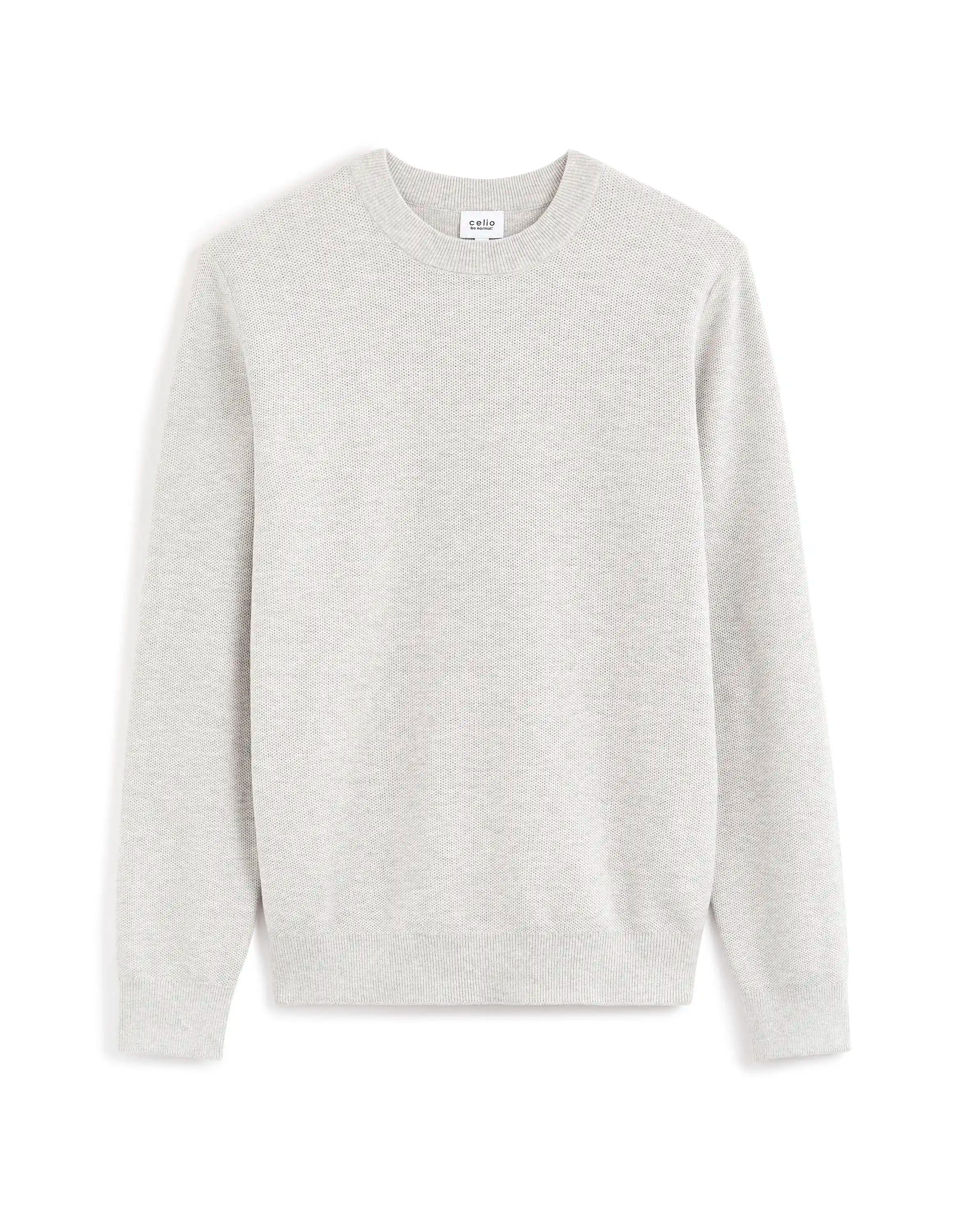 Celio_Grey Mel_100% Cotton Crew Neck Sweater_BEPIC_GREY MEL_05