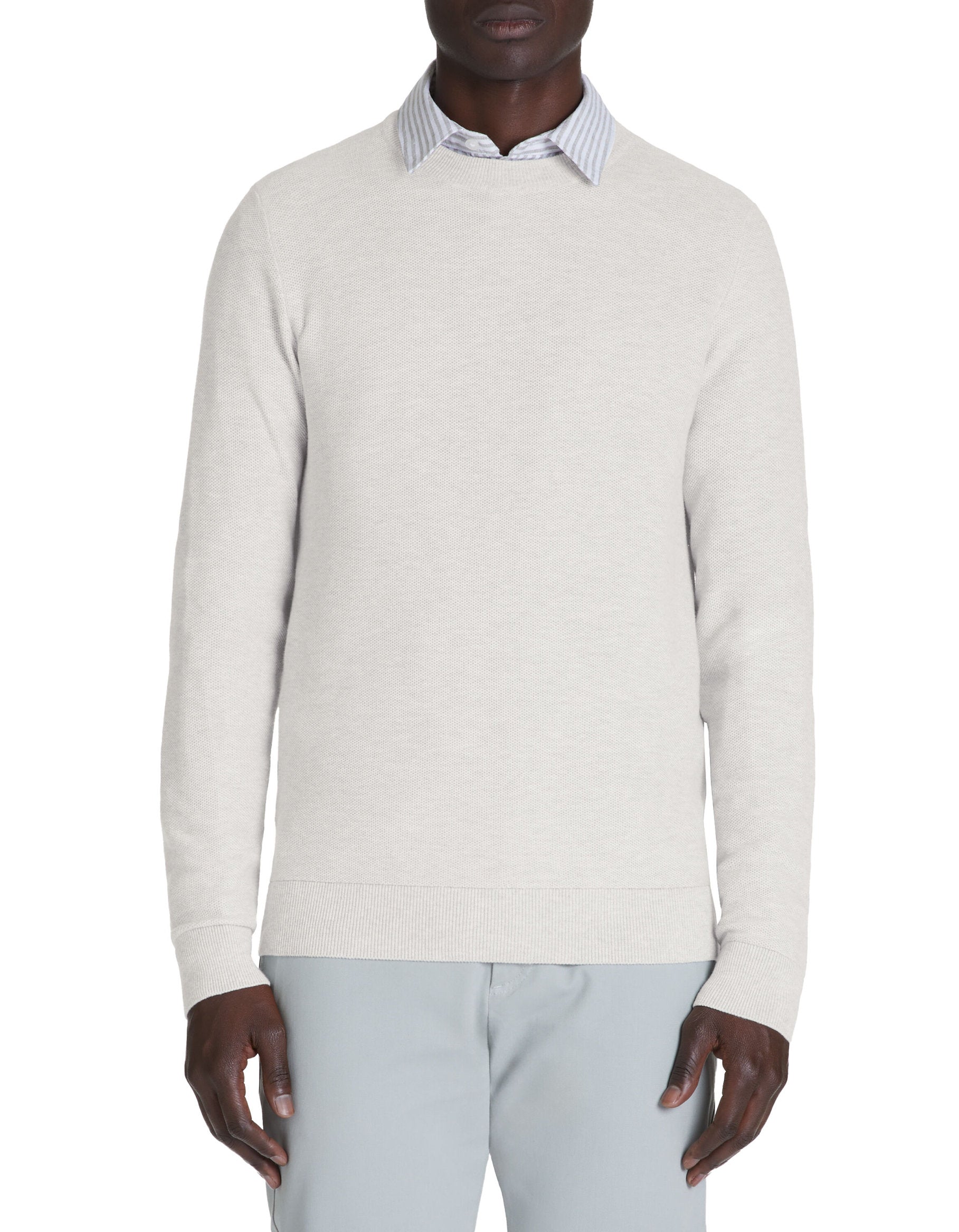 Cotton Crew Neck Sweater - Heather Gray_02