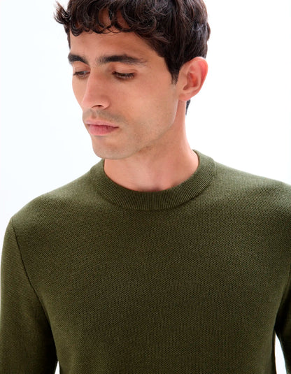 Celio_Kaki_Round Neck Sweater 100% Cotton_BEPIC_KAKI_04