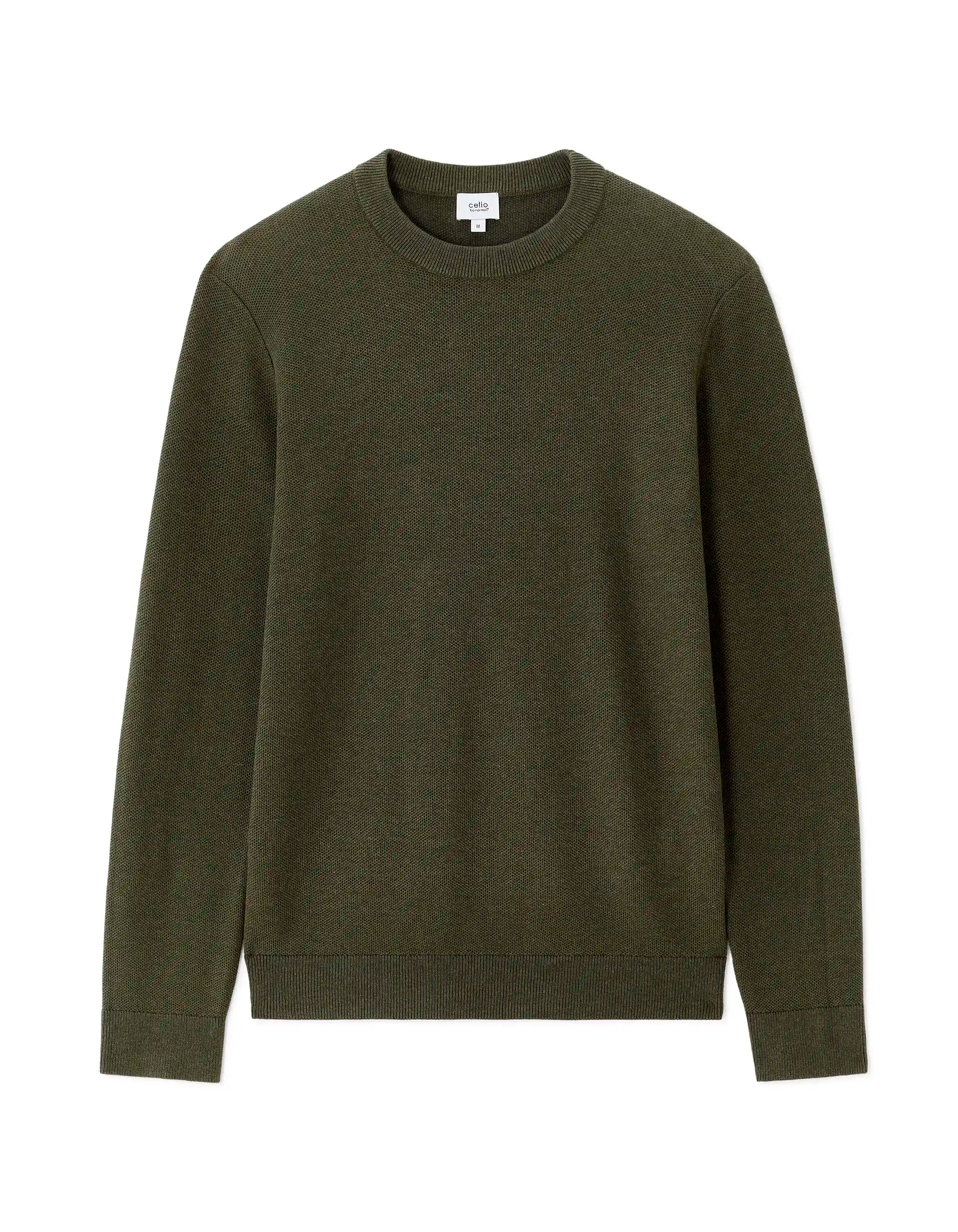 Celio_Kaki_Round Neck Sweater 100% Cotton_BEPIC_KAKI_07