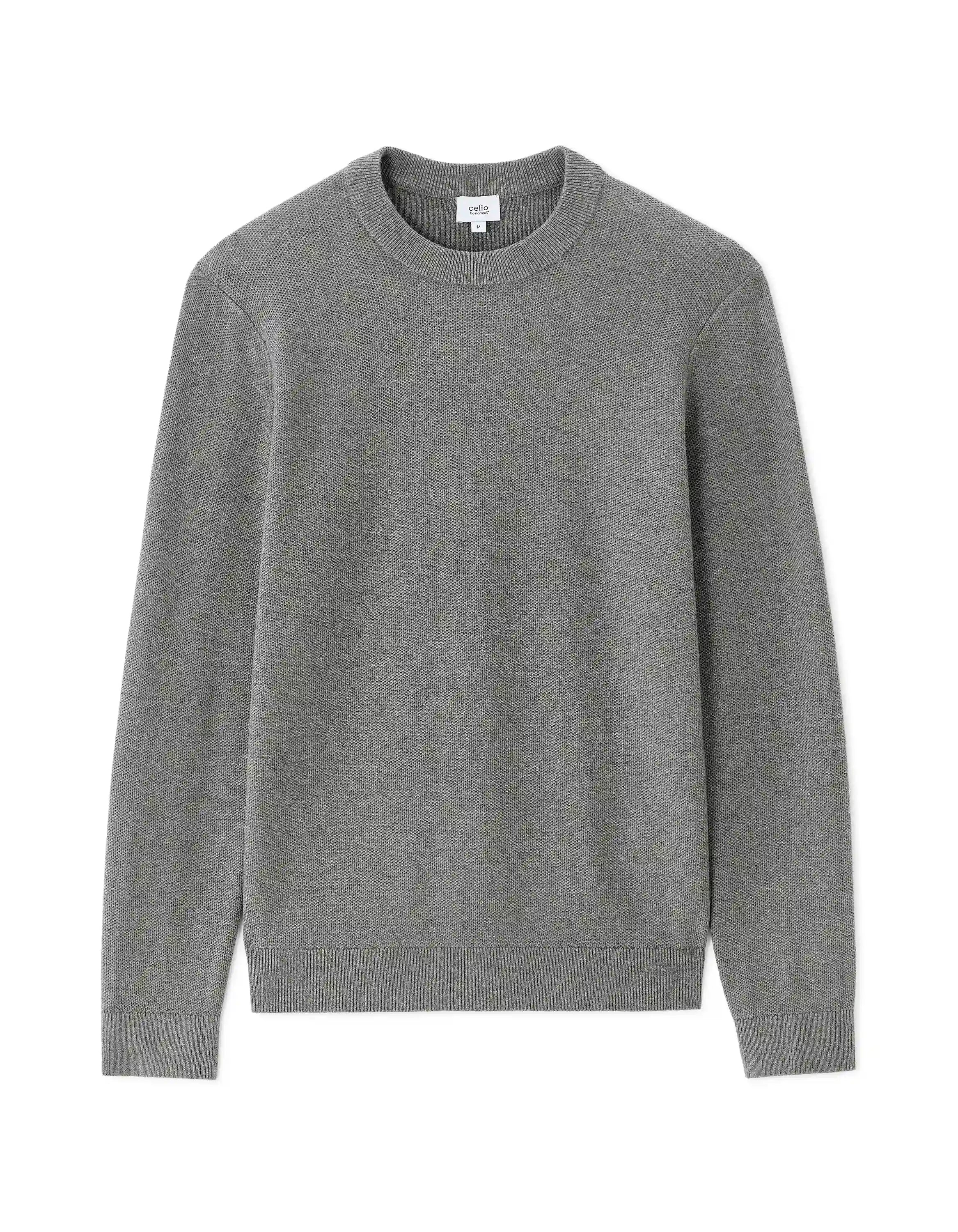 Celio_Mid Grey_100% Cotton Crew Neck Sweater_BEPIC_MID GREY_07