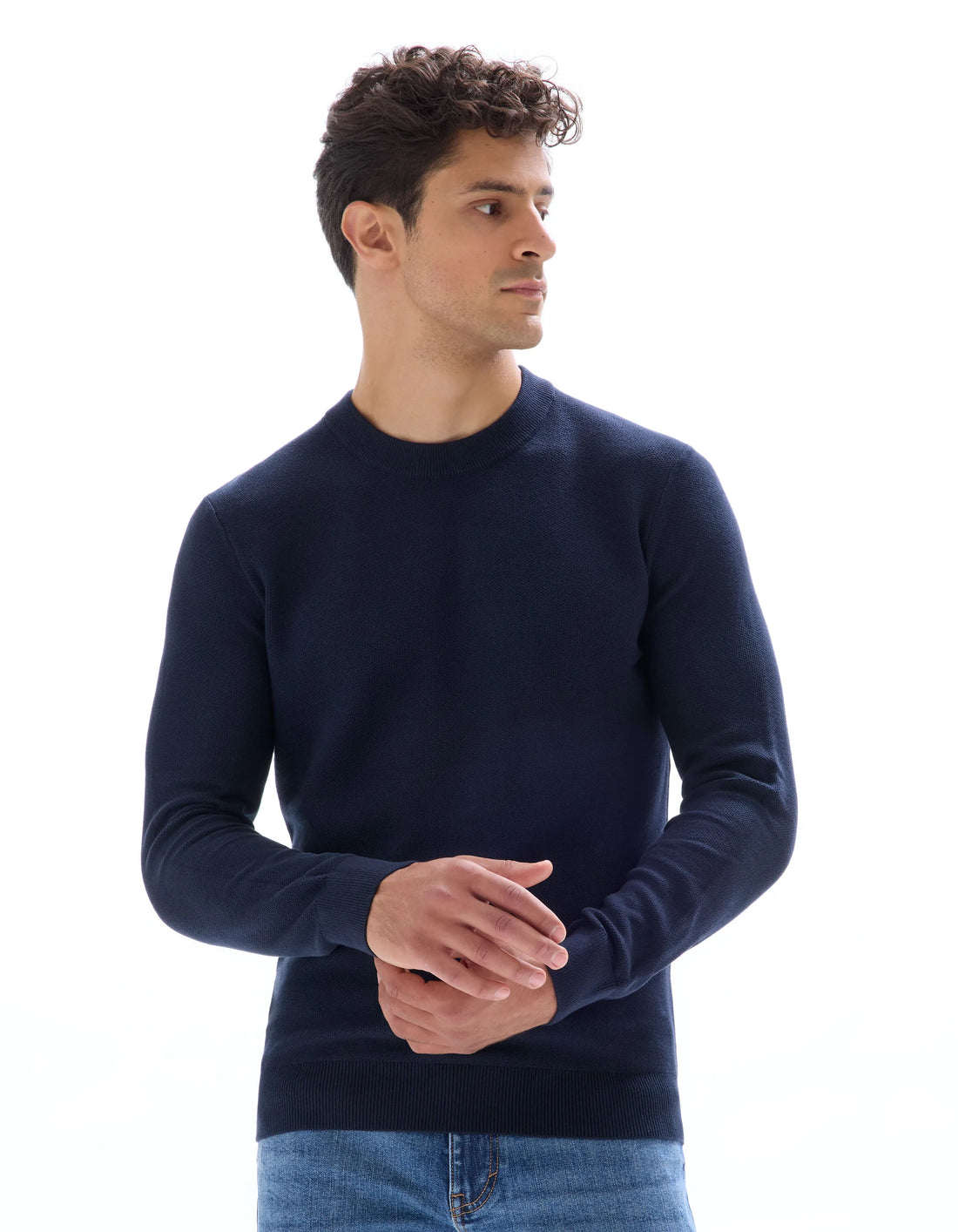 Celio_Navy_100% Cotton Crew Neck Sweater_BEPIC_NAVY_01
