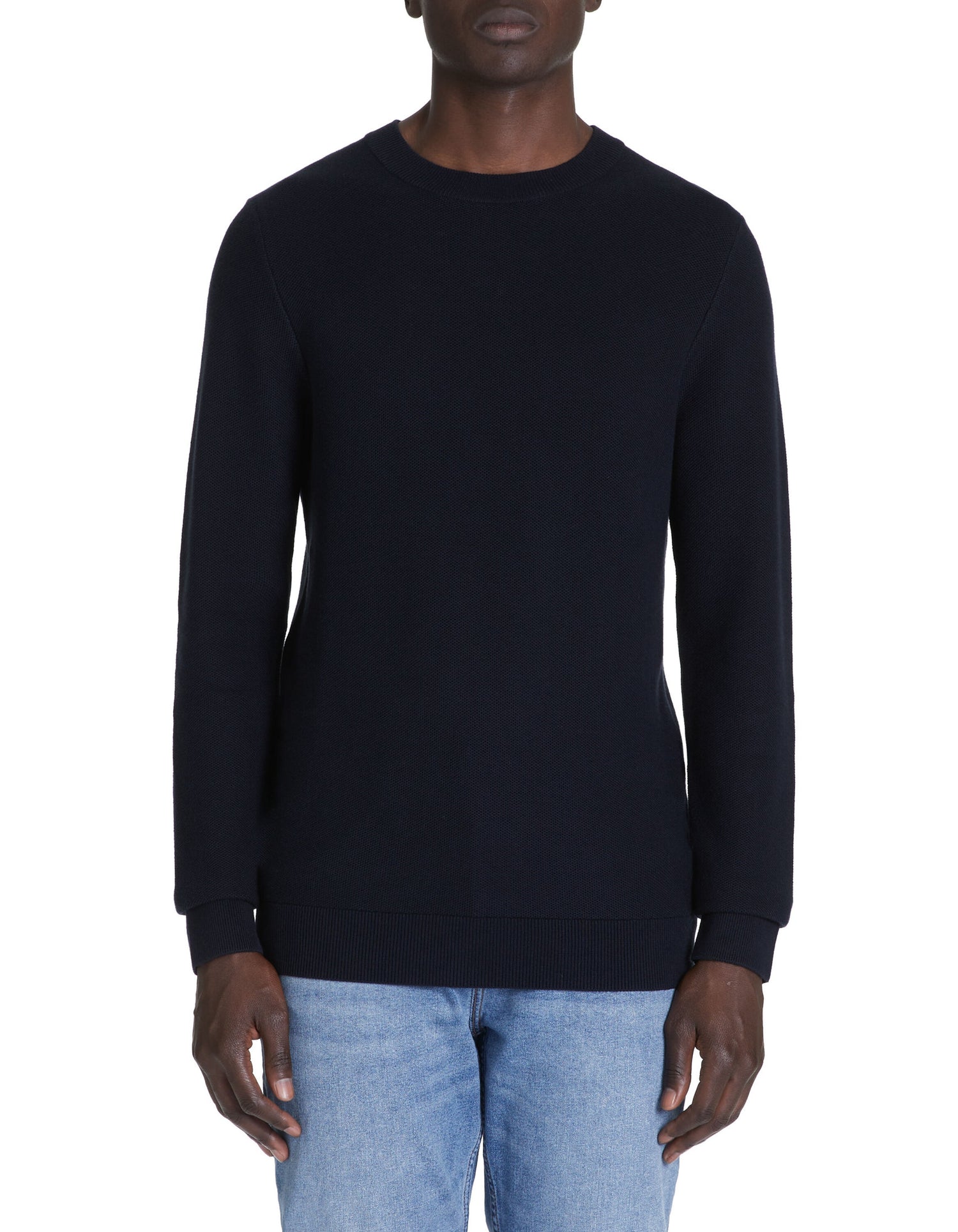 Cotton Crew Neck Sweater - Navy_02