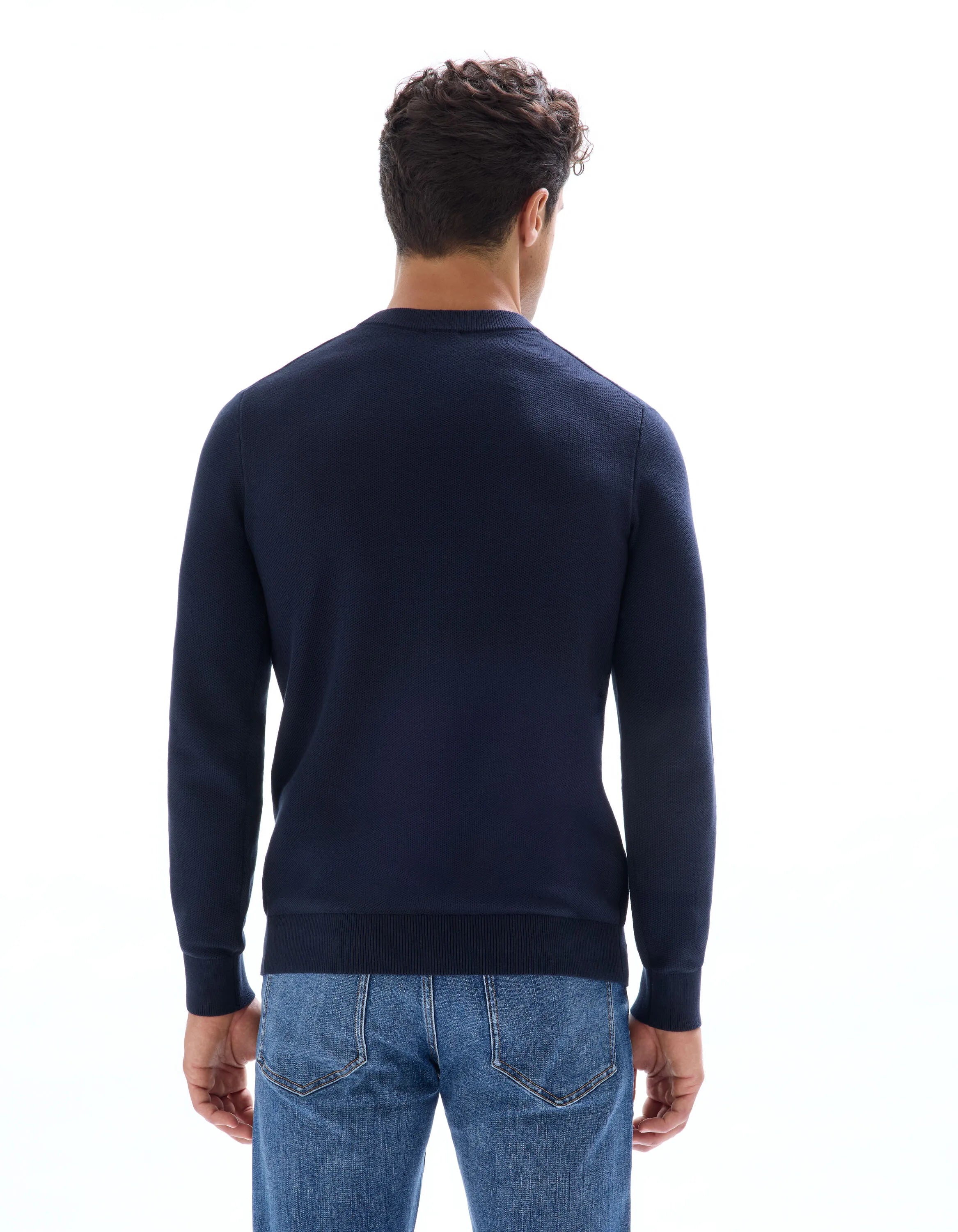 Celio_Navy_100% Cotton Crew Neck Sweater_BEPIC_NAVY_03