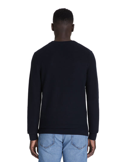 Cotton Crew Neck Sweater - Navy_04