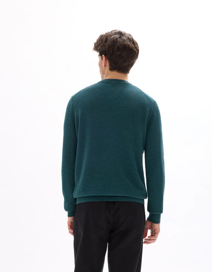 Celio_Vert Fonce 02_100% Organic Cotton Crew Neck Sweater_BEPIC_VERT FONCE 02_03