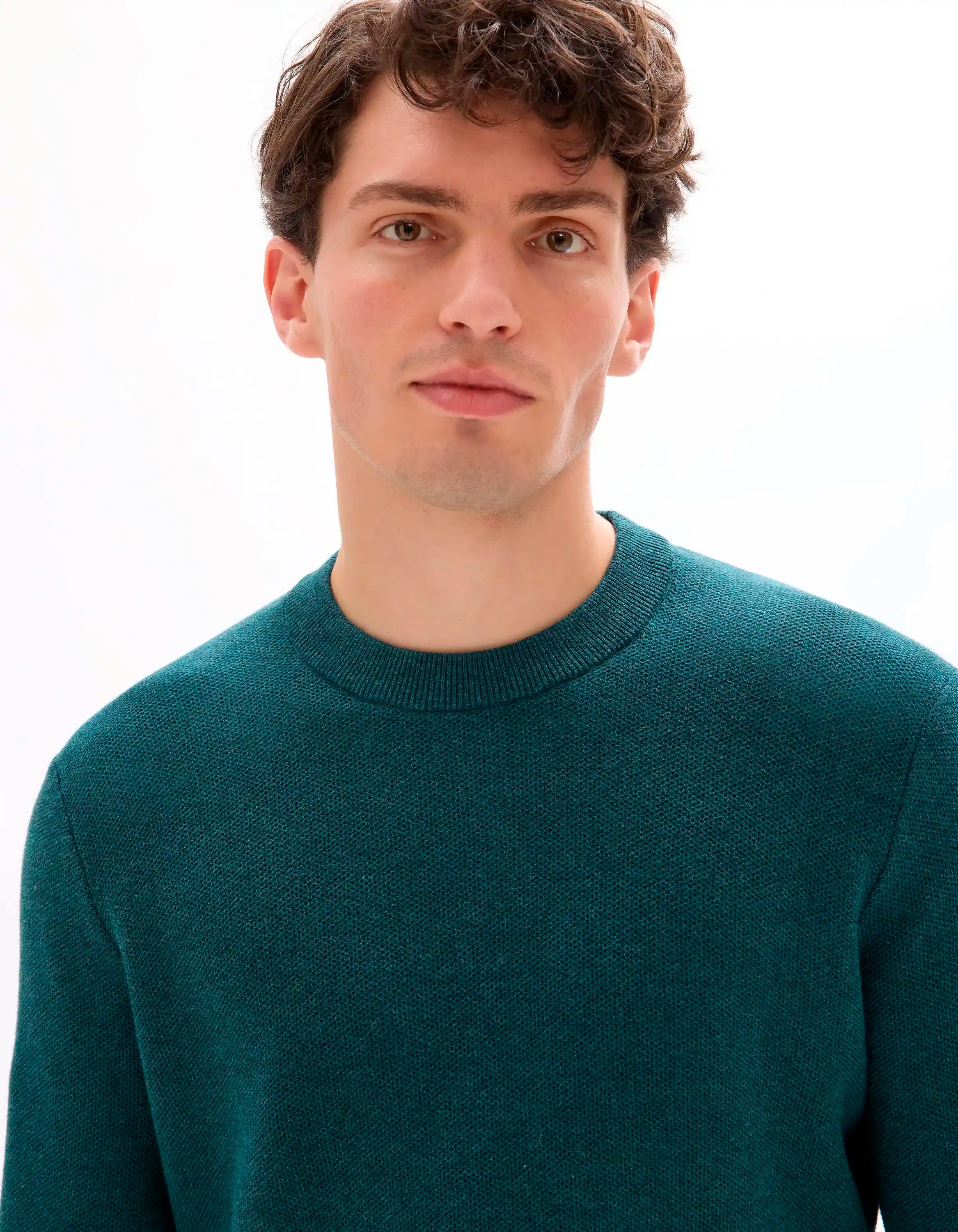 Celio_Vert Fonce 02_100% Organic Cotton Crew Neck Sweater_BEPIC_VERT FONCE 02_04