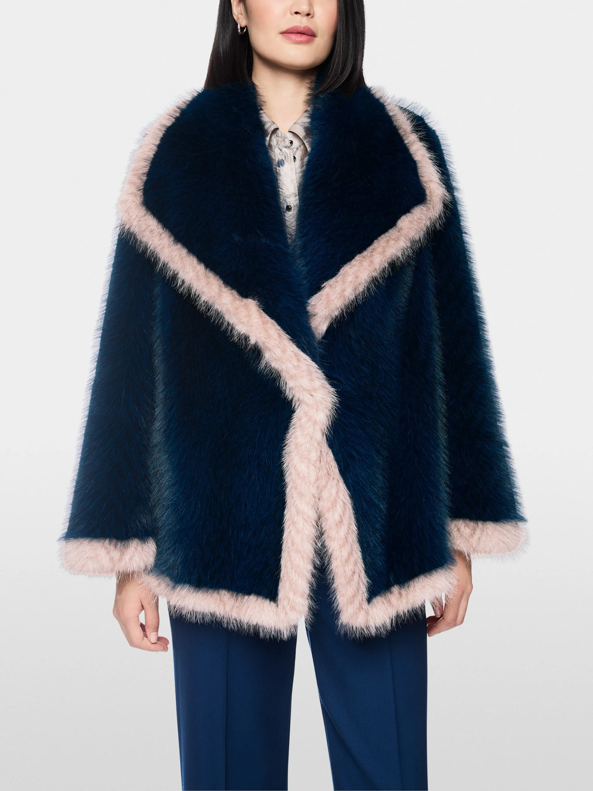 Marc Cain Pageant Blue Women Cosy Faux Fur Jacket SKU: BG 12.01 W35_393 Image 05