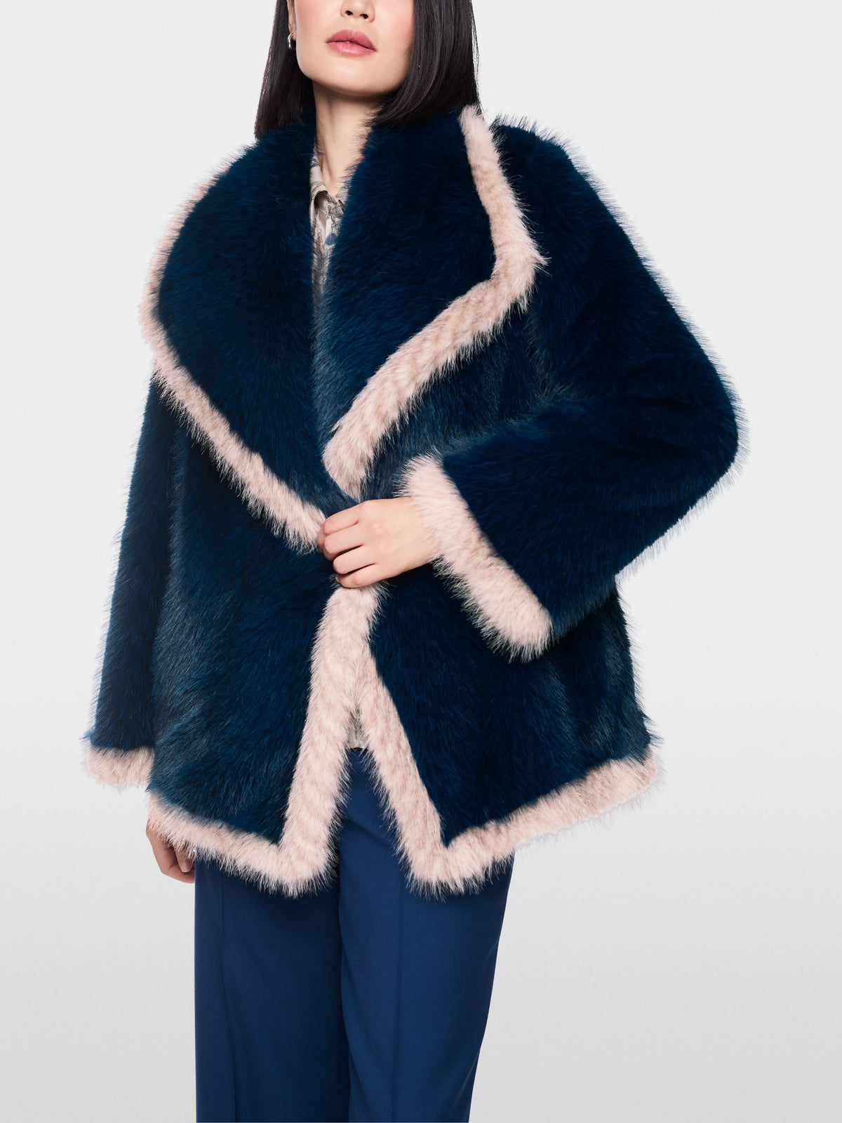 Marc Cain Pageant Blue Women Cosy Faux Fur Jacket SKU: BG 12.01 W35_393 Image 06