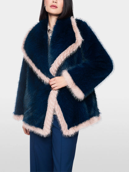 Marc Cain Pageant Blue Women Cosy Faux Fur Jacket SKU: BG 12.01 W35_393 Image 06