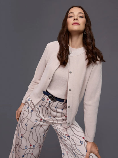 Marc Cain Light Desert Taupe Women Cardigan with Decorative Buttons SKU: BG 39.03 M53_702 Image 07