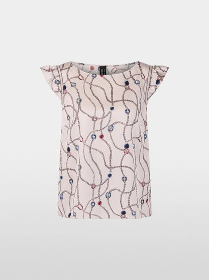 Marc Cain Light Desert Taupe Women Cap Sleeve Top with Chain Print SKU: BG 61.07 W28_702 Image 05