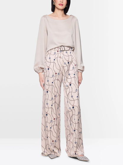 Marc Cain Light Desert Taupe Women WAUKEE Trousers with Chain Print SKU: BG 81.12 W28_702 Image 01