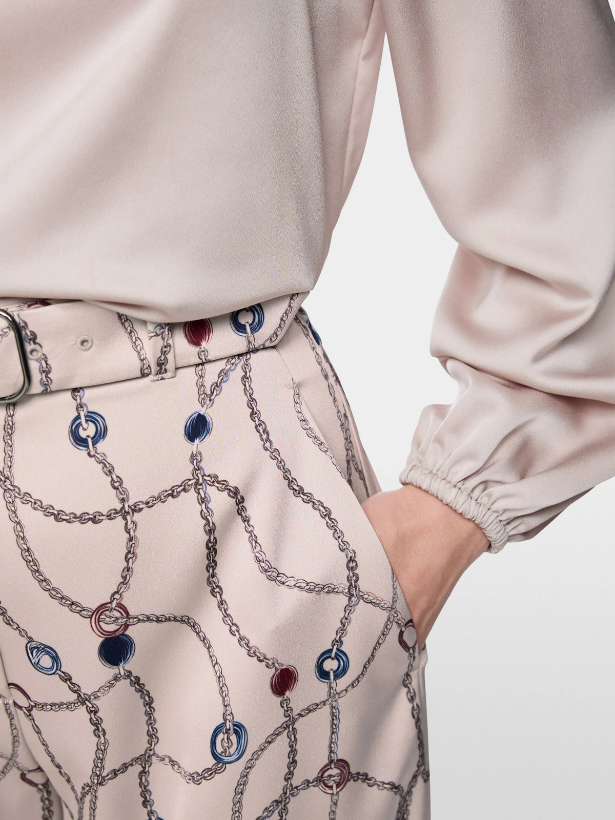 Marc Cain Light Desert Taupe Women WAUKEE Trousers with Chain Print SKU: BG 81.12 W28_702 Image 03