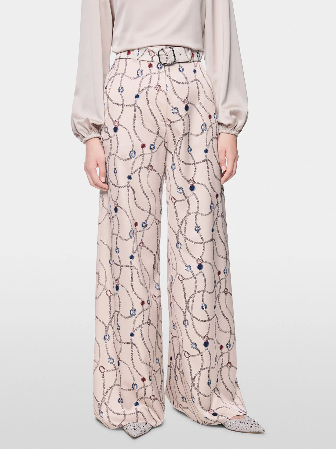 Marc Cain Light Desert Taupe Women WAUKEE Trousers with Chain Print SKU: BG 81.12 W28_702 Image 05
