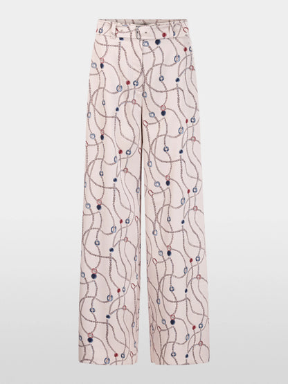 Marc Cain Light Desert Taupe Women WAUKEE Trousers with Chain Print SKU: BG 81.12 W28_702 Image 06