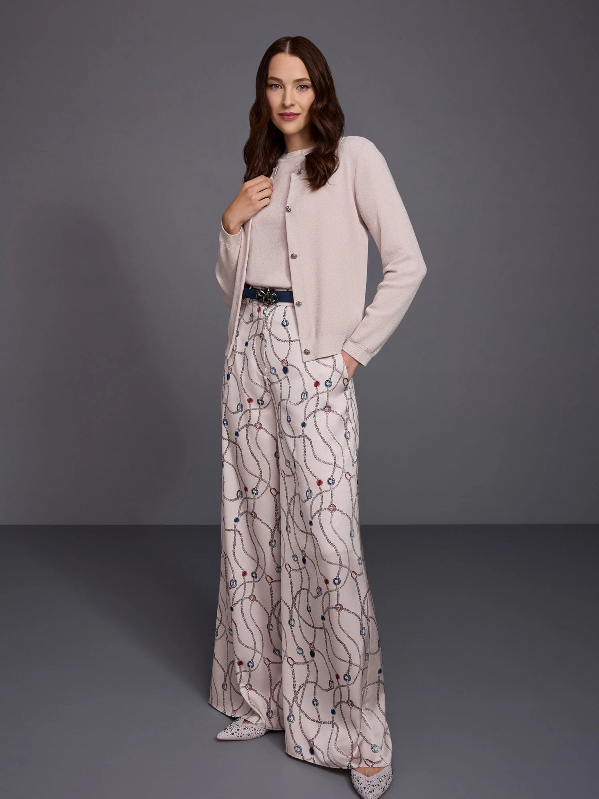 Marc Cain Light Desert Taupe Women WAUKEE Trousers with Chain Print SKU: BG 81.12 W28_702 Image 08